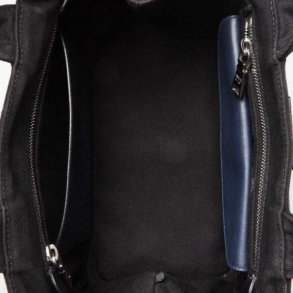 Prada Black/Blue/Beige Canapa Canvas/Leather/Snakeskin Small Tote Bag BG439 - Picture 10 of 12